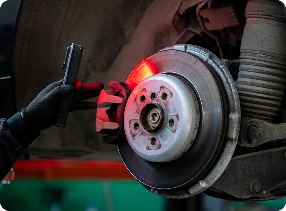 Vehicle brake rotor being examined